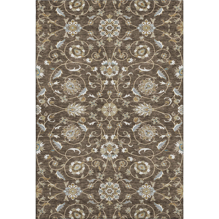 10' X 14' Moroccan Washable Area Rug With UV Protection (686807) - Chocolate / Ivory / Gray