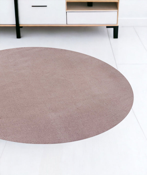 8' Round Polyester Area Rug - Rose Pink