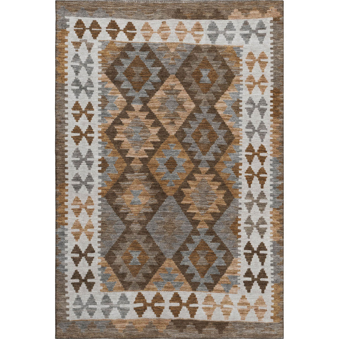 10' X 14' Tribal Washable Area Rug With UV Protection (707935) - Copper / Ivory