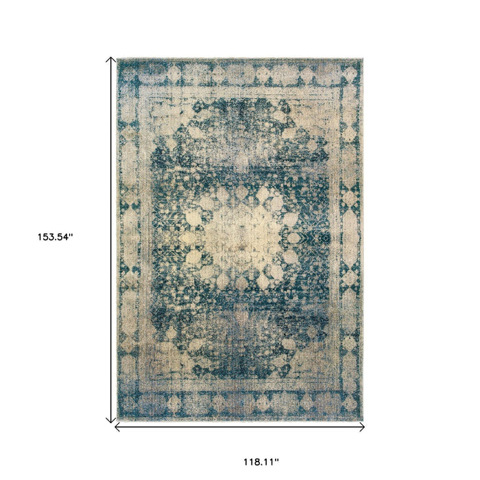 10' X 13' Oriental Area Rug - Ivory And Blue