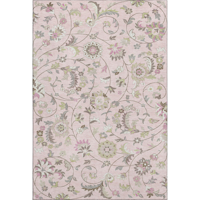 10' X 14' Floral Washable Area Rug With UV Protection (679000) - Pink / Ivory / Gray