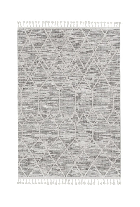 9' x 13' Machine Woven Geometric Indoor Area Rug - Ivory Gray