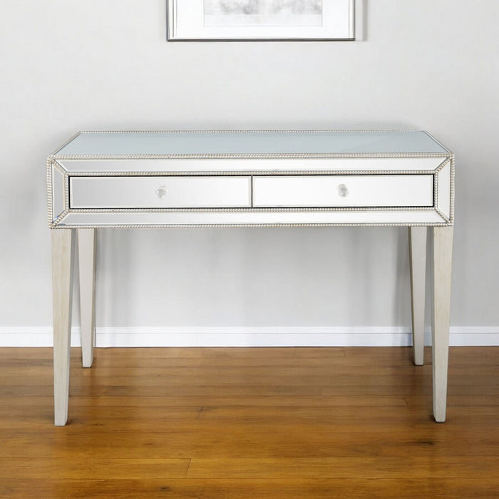 Mirrored Glass Console Table - Pearl Silver