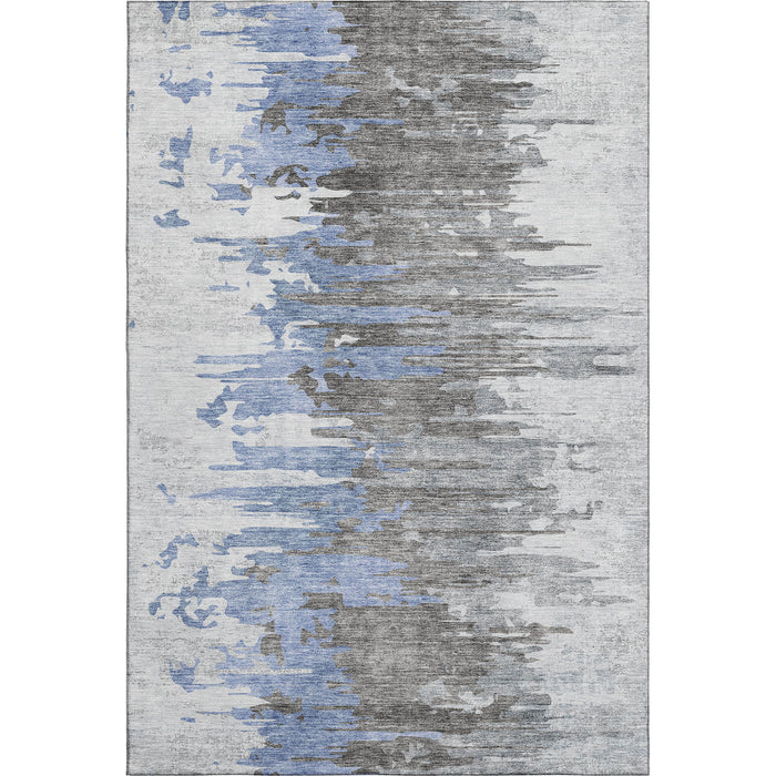 10' X 14' Abstract Washable Area Rug With UV Protection (656933) - Blue / Gray / Ivory