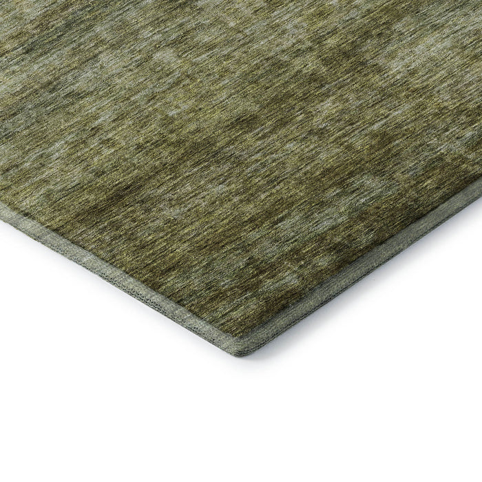 10' X 14' Striped Washable Area Rug With UV Protection (688033) - Olive Green / Gray