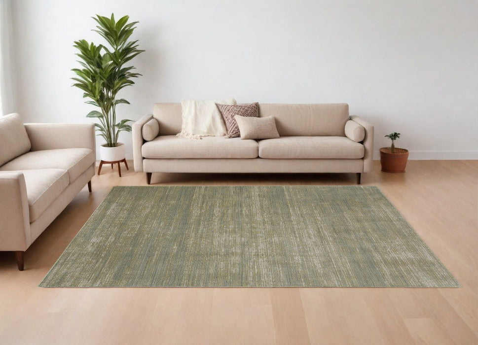 9' x 13' Power Loom Area Rug - Tan And Green
