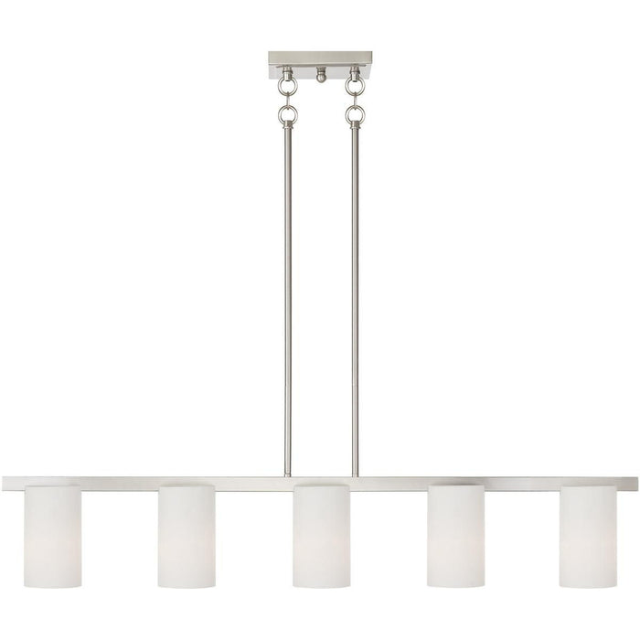 Dimmable Five Light Chandelier With Shades - Nickel