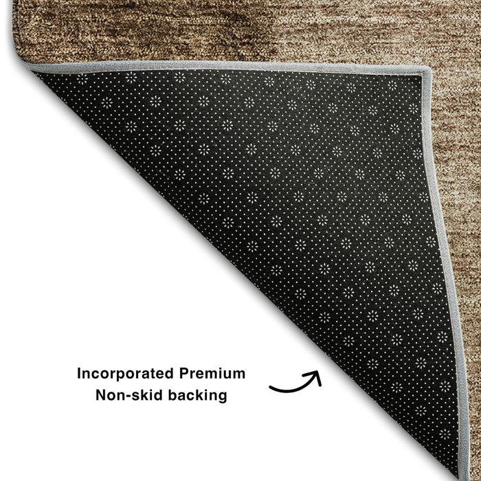 10' X 14' Ombre Washable Area Rug With UV Protection (656346) - Brown / Ivory