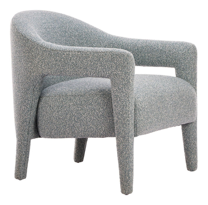 Fabric And Solid Wood Arm Chair - Blue / Gray