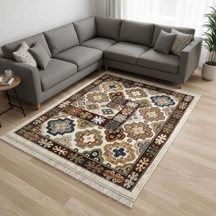 8' X 10' Oriental Area Rug (660183) - Cream / Brown / Tan