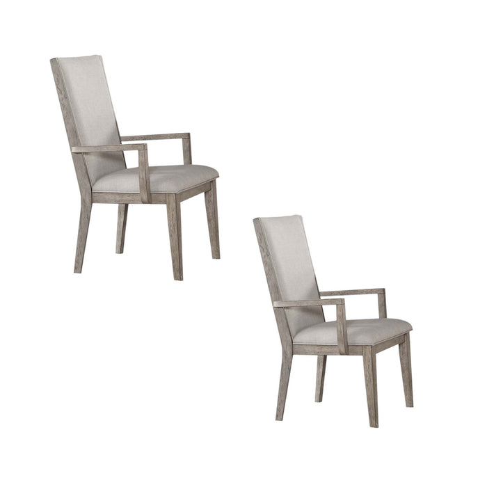 Fabric And Solid Wood Dining Arm Chairs (Set of 2) - Gray
