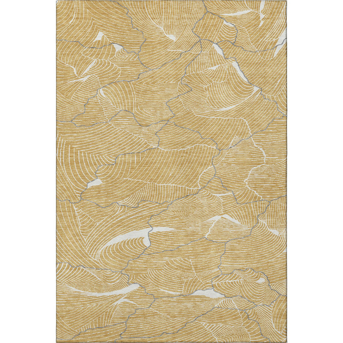 10' X 14' Abstract Washable Area Rug With UV Protection (682211) - Gold / Ivory / Gray