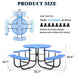 Giga 46-inch round outdoor steel picnic table with umbrella hole, sturdy metal frame and wooden top for outdoor dining.