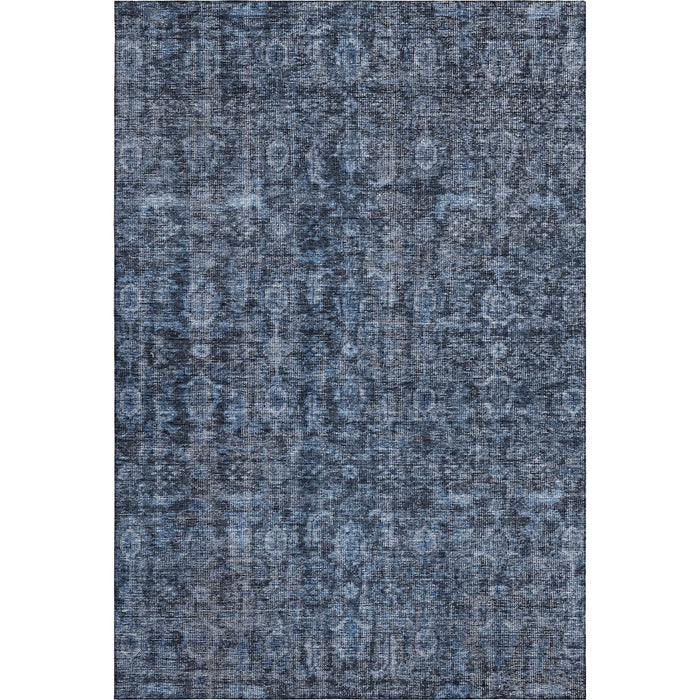 10' X 14' Damask Washable Area Rug With UV Protection (686741) - Blue / Charcoal
