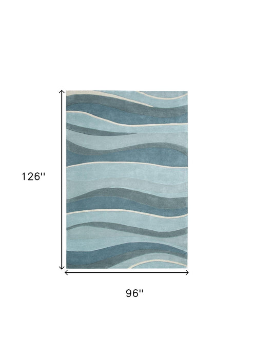 8' x 10' 6 Wool Area Rug - Ocean