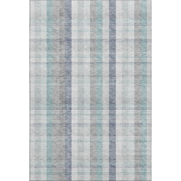 10' X 14' Plaid Washable Area Rug With UV Protection (676506) - Silver / Gray / Teal