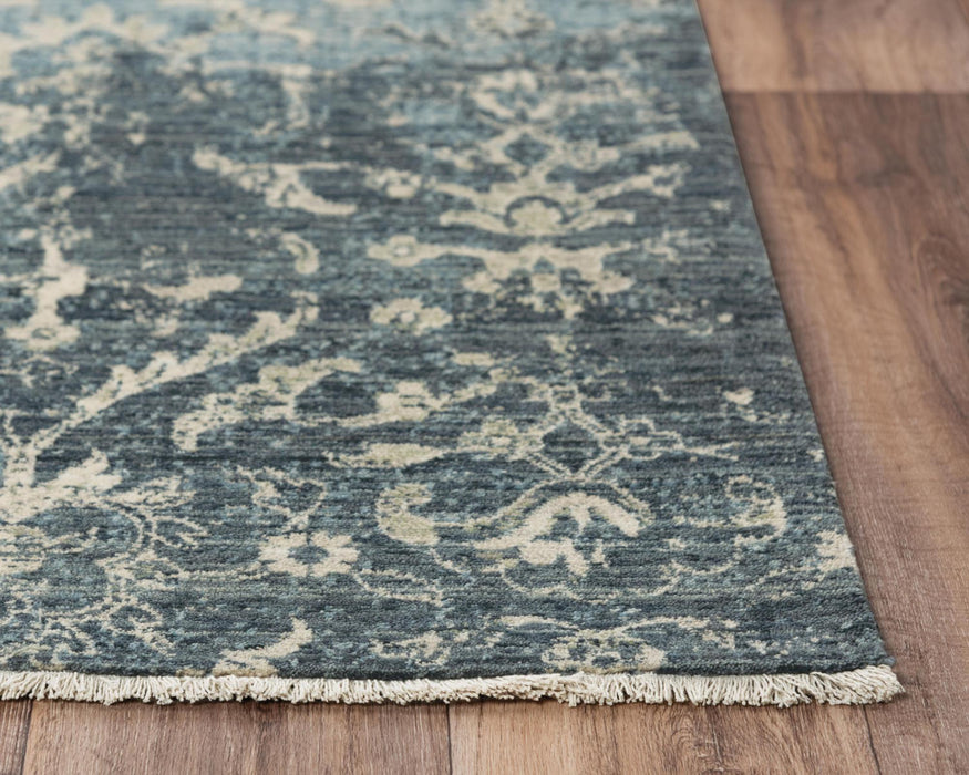 8' X 10' Wool Oriental Hand Carved Handmade Area Rug (747996) - Blue / Gray / Ivory