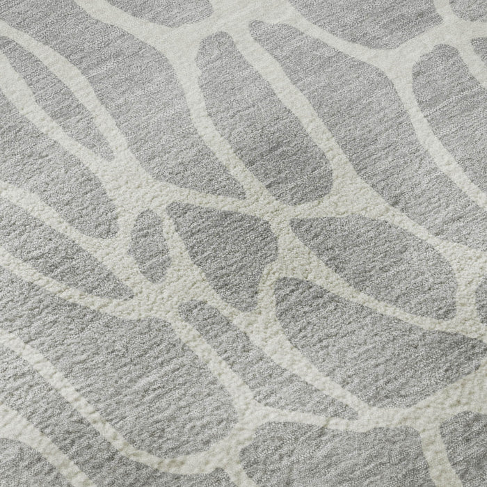 10' X 14' Geometric Washable Area Rug With UV Protection (680439) - Silver / Ivory