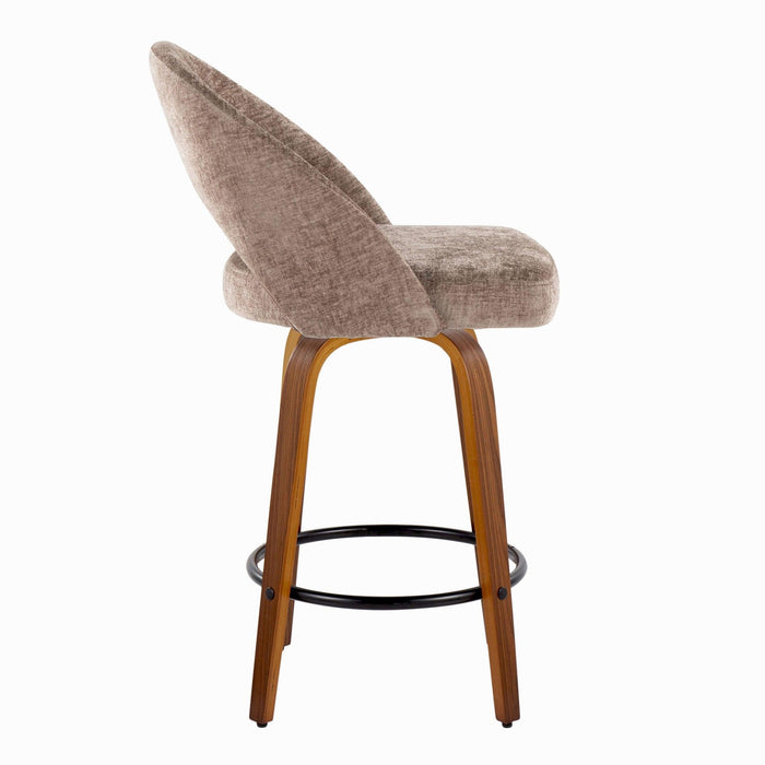 Renee - Upholstered Fixed-Height Barstool (Set of 2) - Walnut Wood Base