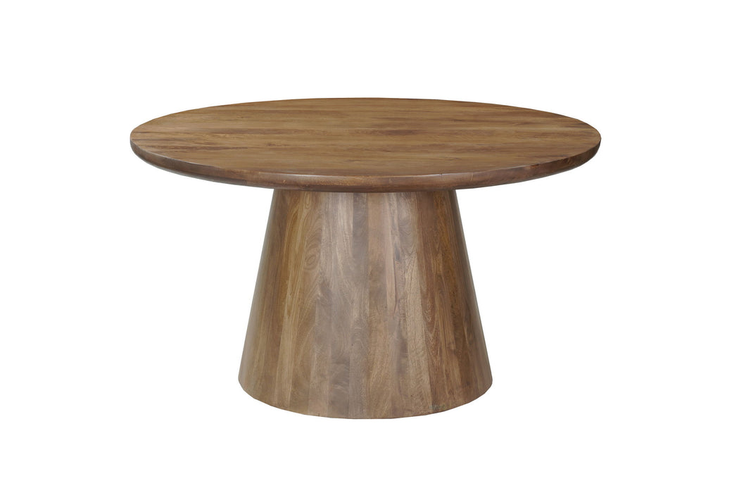 54" Solid Wood Pedestal Base Round Top Dining Table - Brown