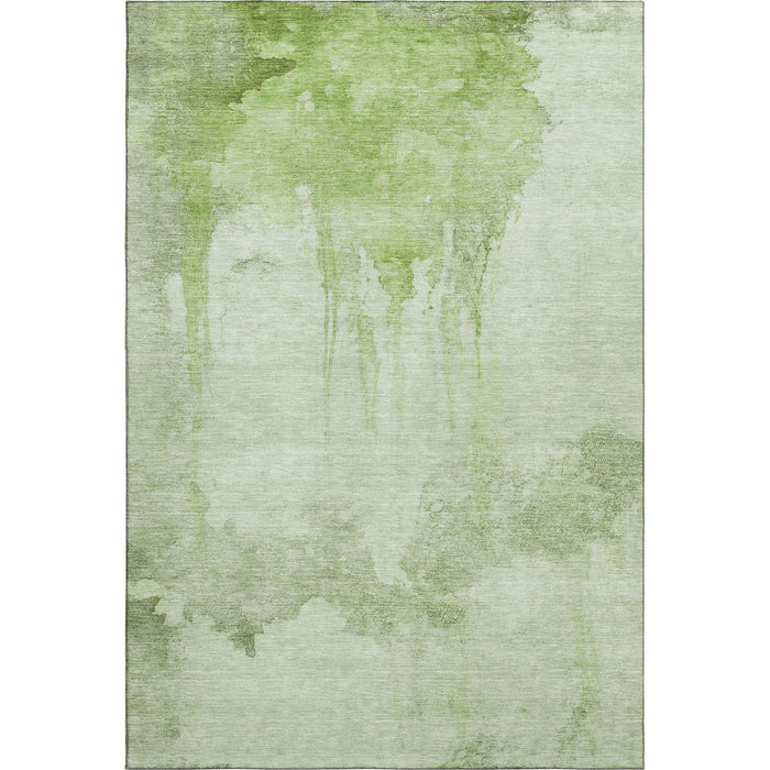 10' X 14' Abstract Washable Area Rug With UV Protection (701515) - Artichoke Green / Ivory
