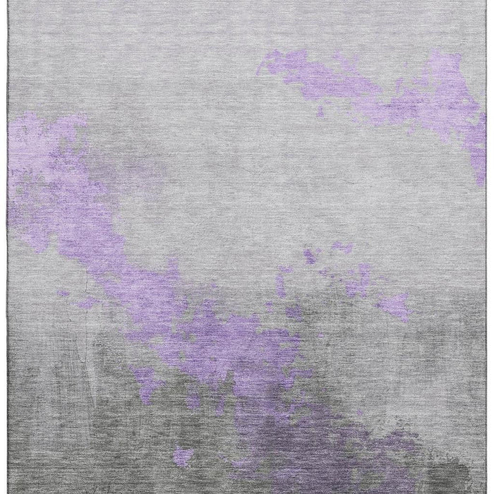 10' X 14' Abstract Washable Area Rug With UV Protection (706721) - Lavender / Gray
