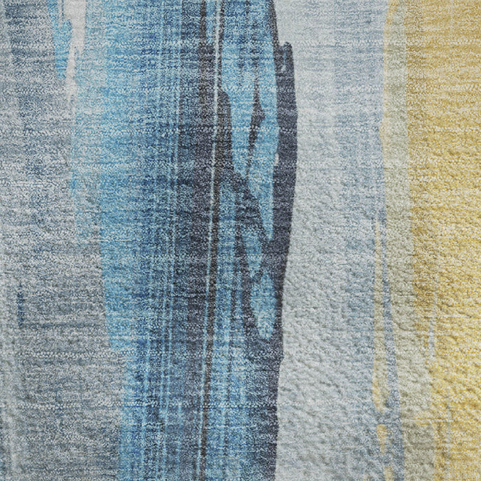 10' X 14' Abstract Washable Area Rug With UV Protection (705551) - Blue / Gold