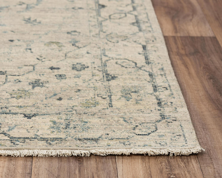 8' X 10' Wool Medallion Hand Carved Handmade Area Rug (747984) - Beige / Green / Ivory / Blue