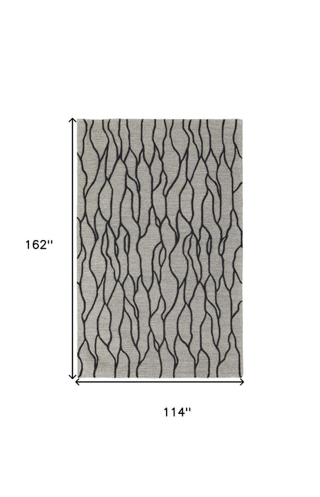 10' x 13' Wool Abstract Tufted Handmade Stain Resistant Area Rug - Taupe Black And Gray