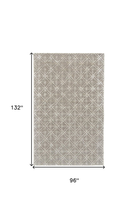 8' x 11' Wool Abstract Tufted Handmade Area Rug - Taupe Ivory And Tan