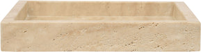 Michael Meridian Furniture travertine tray with raised edges, featuring a sleek, natural stone surface ideal for serving or decorative use.