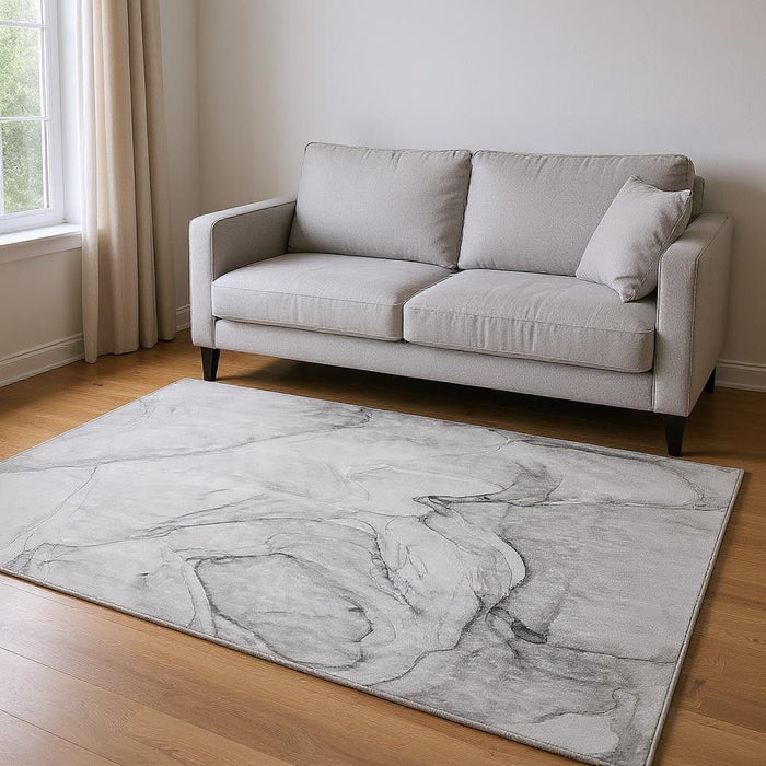 5' X 8' Abstract Washable Area Rug With UV Protection (646622) - Gray / Charcoal