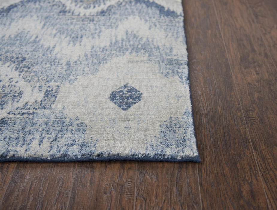9' X 12' New Zealand Lambs Wool Hand Carved Handmade Area Rug (747450) - Blue / Dark Blue / Gray