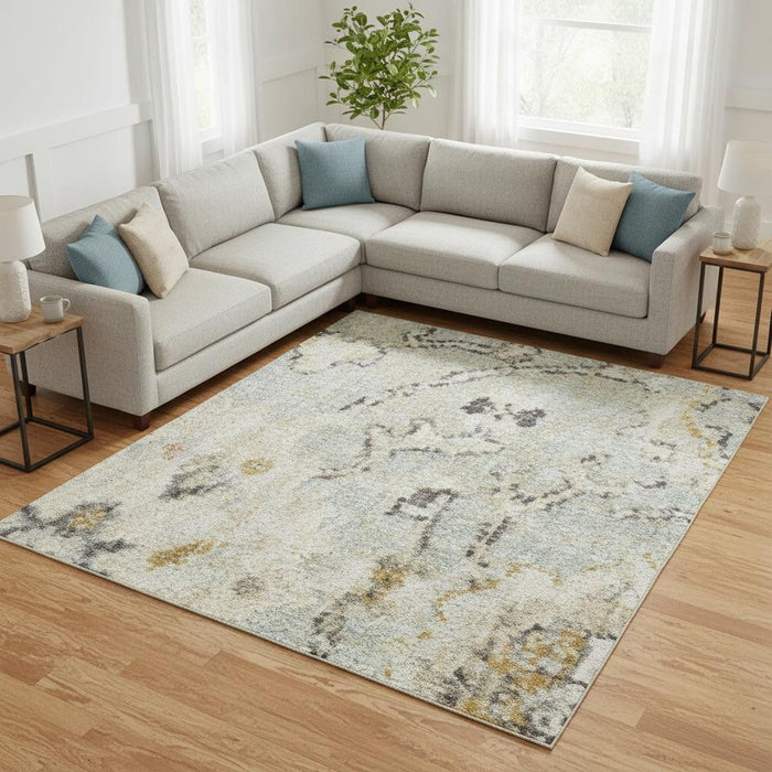 7' X 10' Floral Distressed Area Rug (573667) - Green