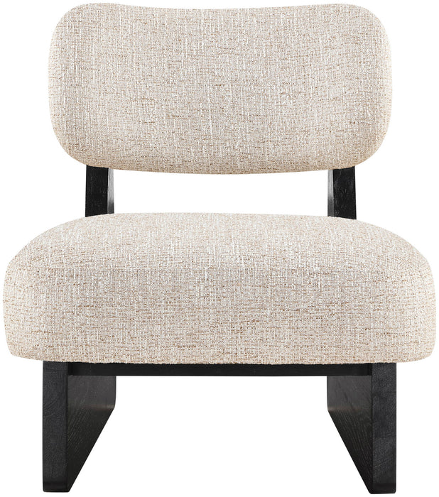 Vetra - Linen Textured Fabric Upholstered Accent Chair With Black Base