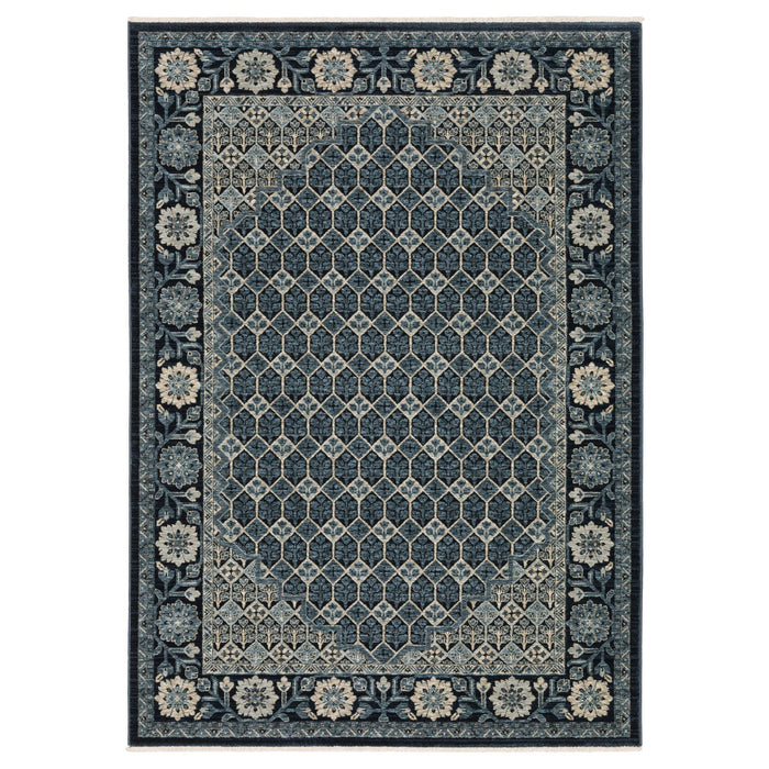 7' X 10' Oriental Area Rug With Fringe - Ivory