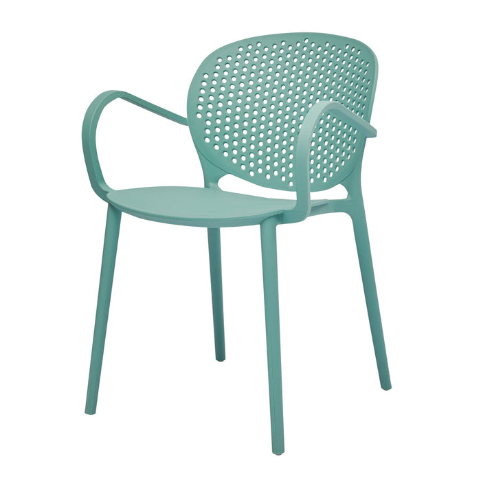 Heavy Duty Plastic Dining Arm Chairs (Set of 4) - Blue