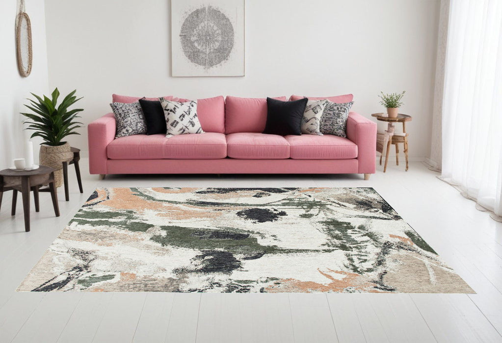 8' x 11' Abstract Non Skid Area Rug - Gray And Orange