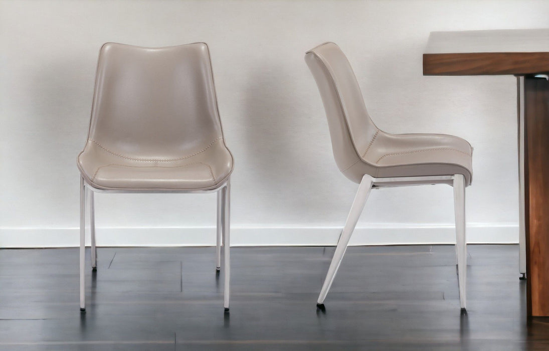 Stitch Upholstered Faux Leather Dining Side Chairs (Set of 2) - Gray