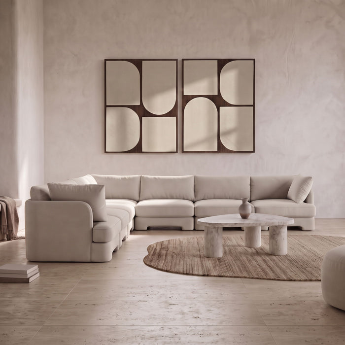 Meridian Furniture Hammond velvet performance fabric 7-piece corner sectional with plush cushions and modern design.