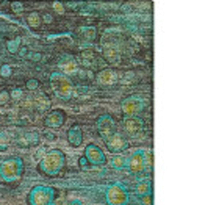 8' X 10' Abstract Washable Area Rug With UV Protection (650438) - Teal / Gold / Gray