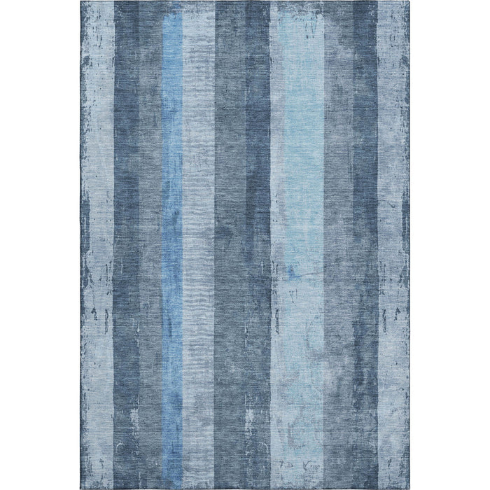10' X 14' Striped Washable Area Rug With UV Protection (697284) - Blue / Gray
