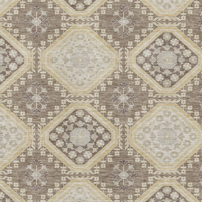 10' X 14' Floral Washable Area Rug With UV Protection (693762) - Taupe / Beige / Gray