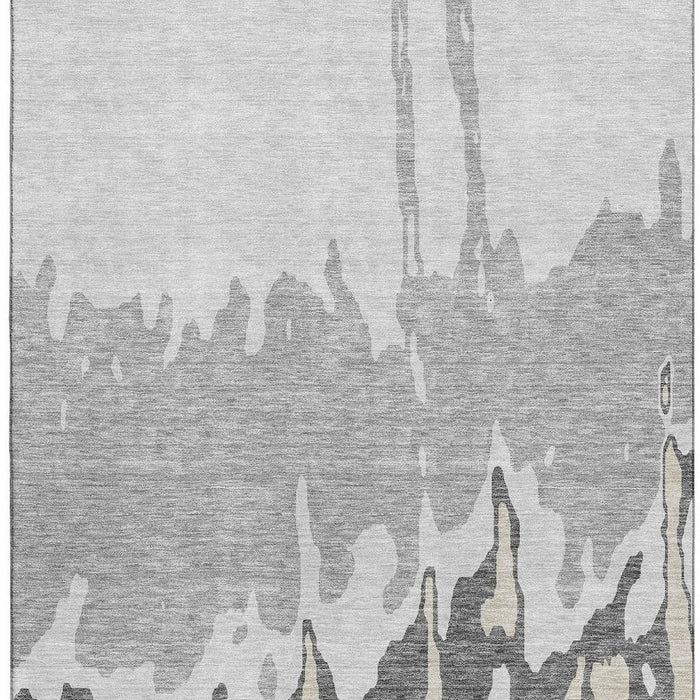 10' X 14' Abstract Washable Area Rug With UV Protection (676128) - Gray / Silver