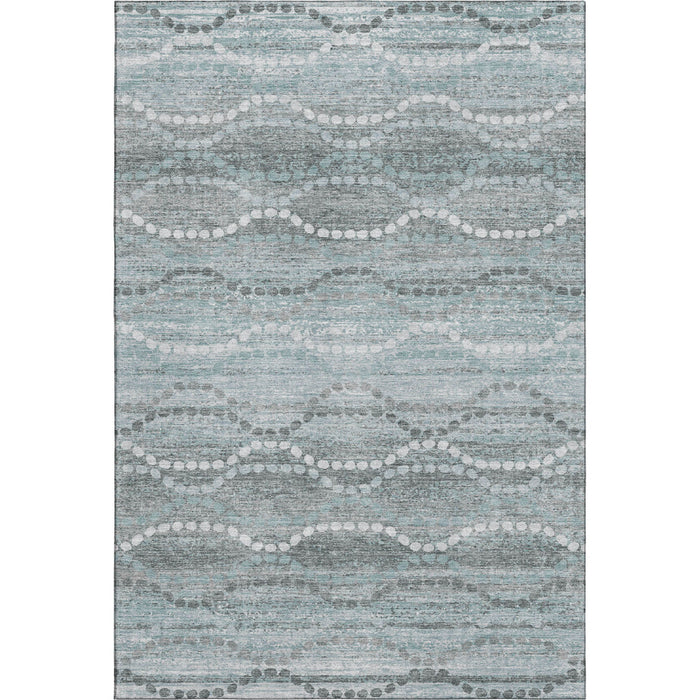 10' X 14' Abstract Geometric Washable Area Rug With UV Protection (715303) - Teal / Ivory