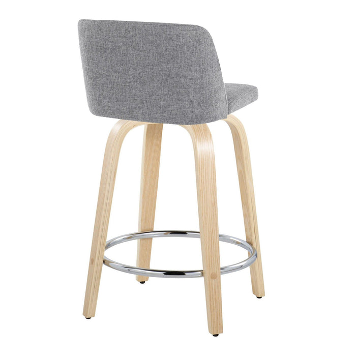 Toriano - 24" Fixed-Height Counter Stool (Set of 2) - Natural & Chrome Round Base