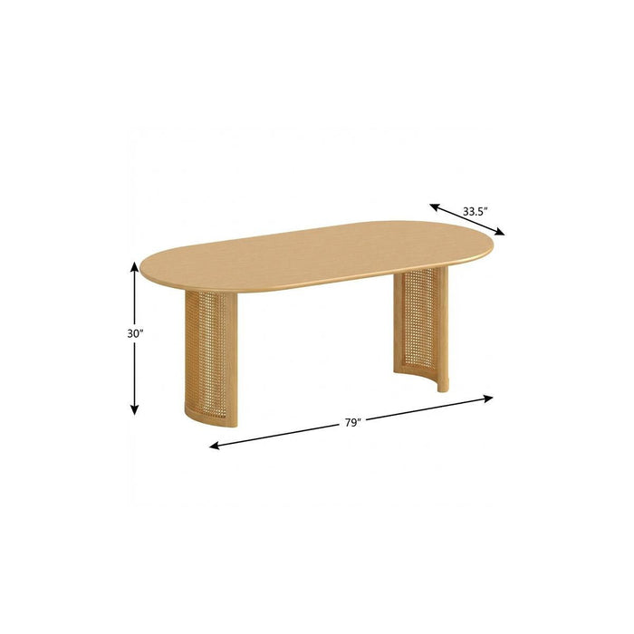 79'' Double Pedestal Base Oval Wood Dining Table - Natural