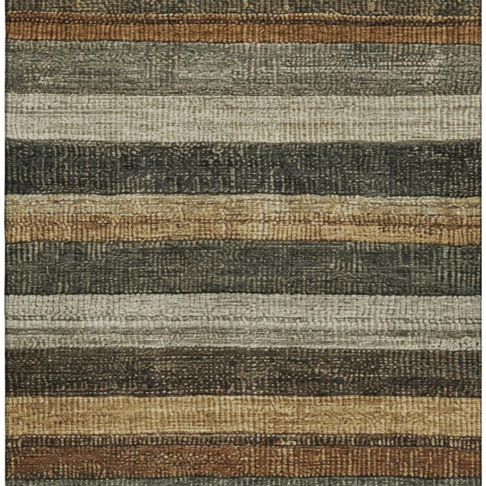 10' X 14' Striped Washable Area Rug With UV Protection (706211) - Khaki / Gray / Beige