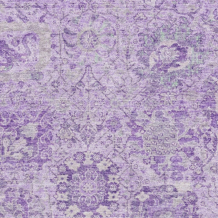 10' X 14' Damask Washable Area Rug With UV Protection (684328) - Lavender / Ivory
