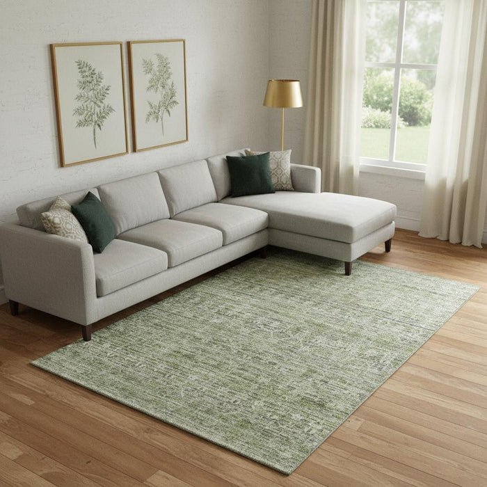 10' X 14' Striped Washable Area Rug With UV Protection (699969) - Green / Gray